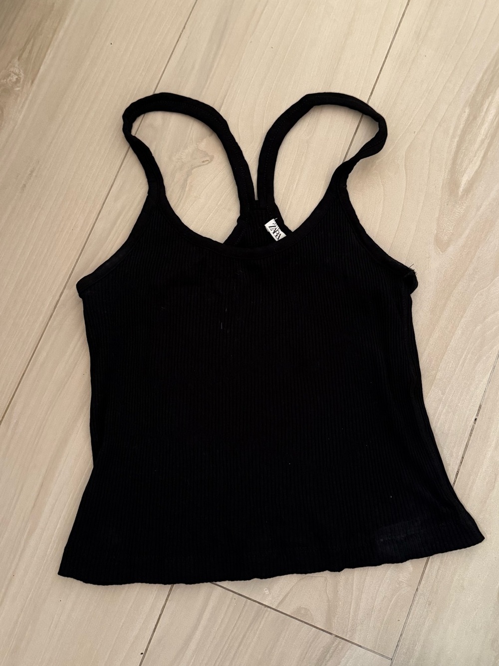 Zara Black Ribbed Double-Strap Tank Top